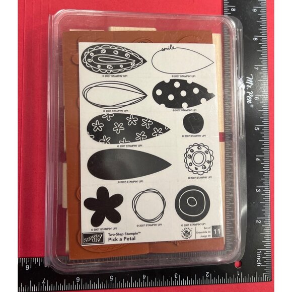 UNMOUNTED Stampin Up! Pick A Petal Two-Step Stamp Set of 11 - Picture 1 of 2